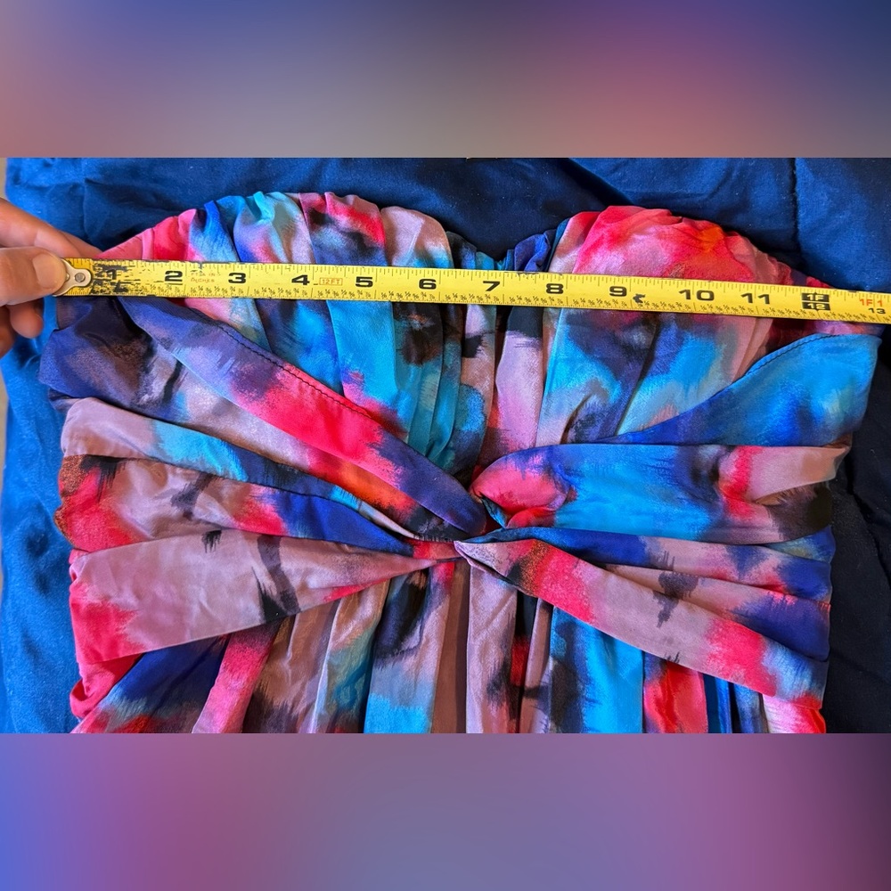 Jessica Simpson Twist Front Multicolor Strapless Maxi Dress Size 2 Formal Prom - Picture 6 of 8